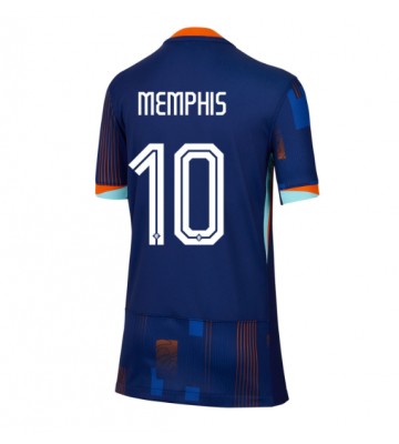 Nederländerna Memphis Depay #10 Bortatröja Dam EM 2024 Kortärmad